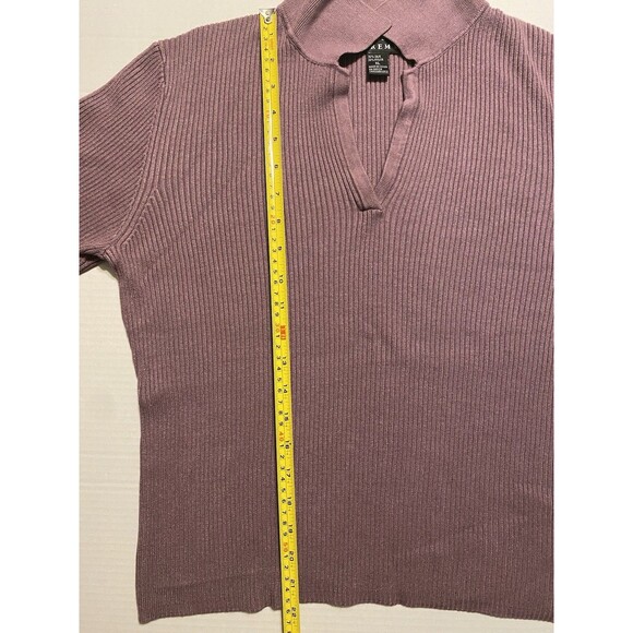 SPENSER JEREMY Silk Blend 3/4 Sleeve Collar Ribbed Sweater Top •XL• Purple - Picture 8 of 11